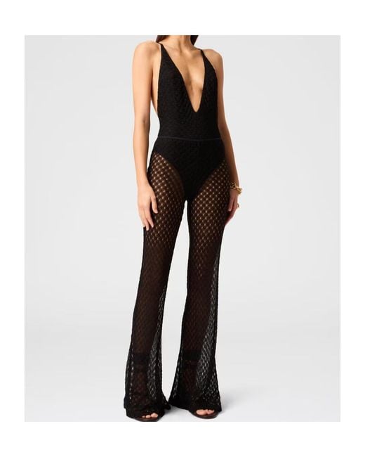 Missoni Black Sheer Patterned Knitted Trousers