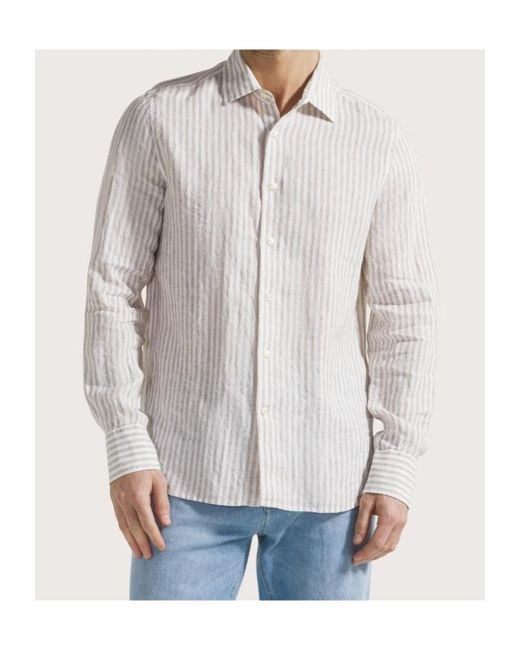 Seventy White Striped Linen Shirt for men