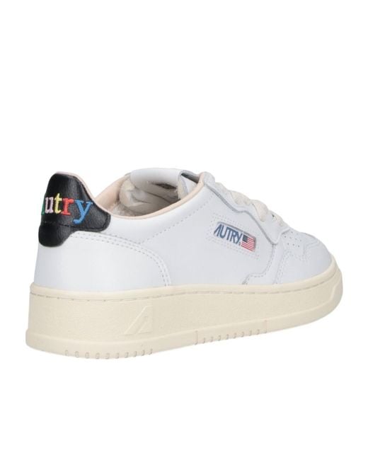 Autry White Logo-Patch Perforated Sneakers