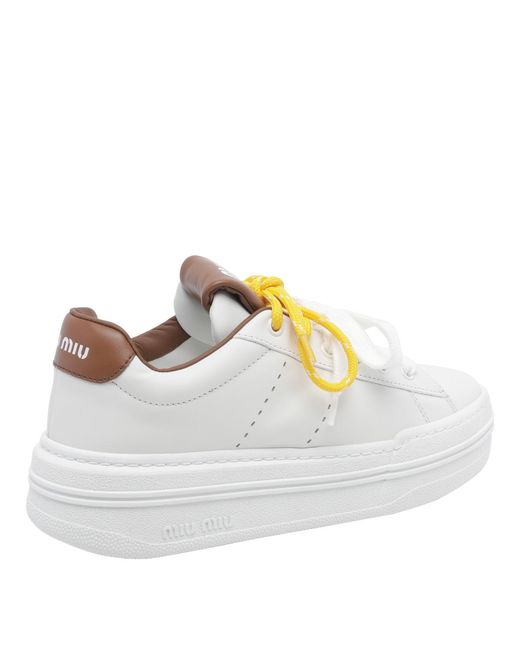 Miu Miu White Round-Toe Low-Top Casual Shoes