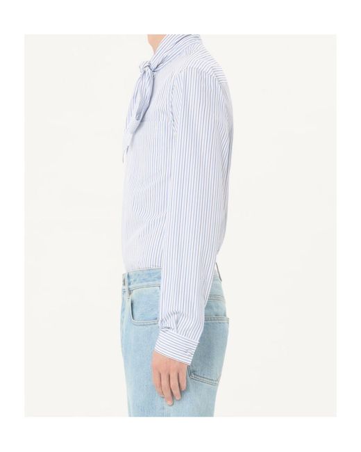 Valentino Blue Striped-Pattern Cotton Shirt for men