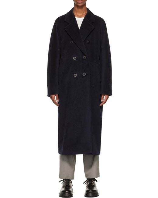 Max Mara Blue Madame Double-Breasted Belted Coat