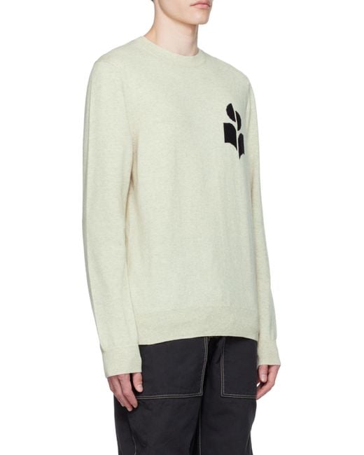 Isabel Marant White Logo Intarsia Crewneck Knitted Jumper for men