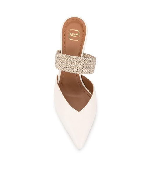 Malone Souliers White Open-Heel Muller Shoes