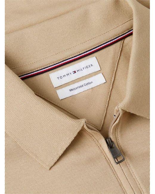 Tommy Hilfiger Natural Zip-Neck Logo-Detail Polo Shirt for men