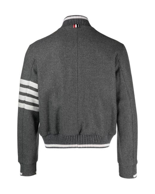 Thom Browne Gray 4-Bar Stripe Zip-Up Bomber Jacket for men