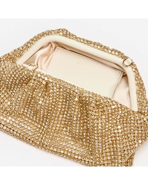 Self-Portrait Natural Embellished Chainmail Clutch Bag