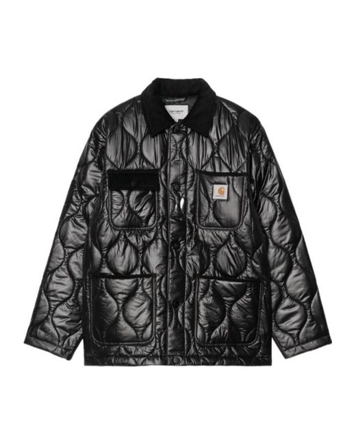 Carhartt Black Quilted Corduroy-Trims Padded Jacket for men