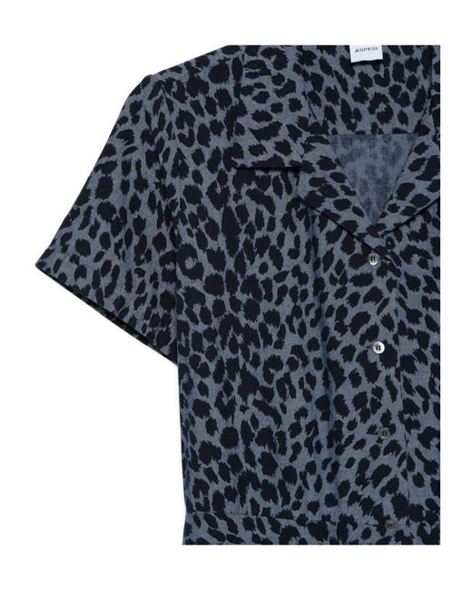 Aspesi Blue Animal-Print Midi Dress