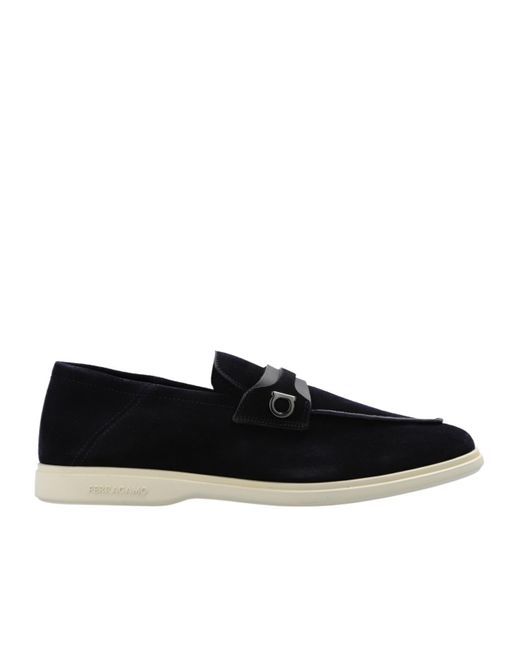 Ferragamo Blue Logo Love Shoes for men