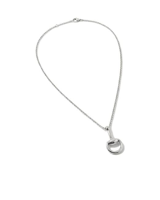 Gucci White Horsebit Diamond 18K Pendant Necklace