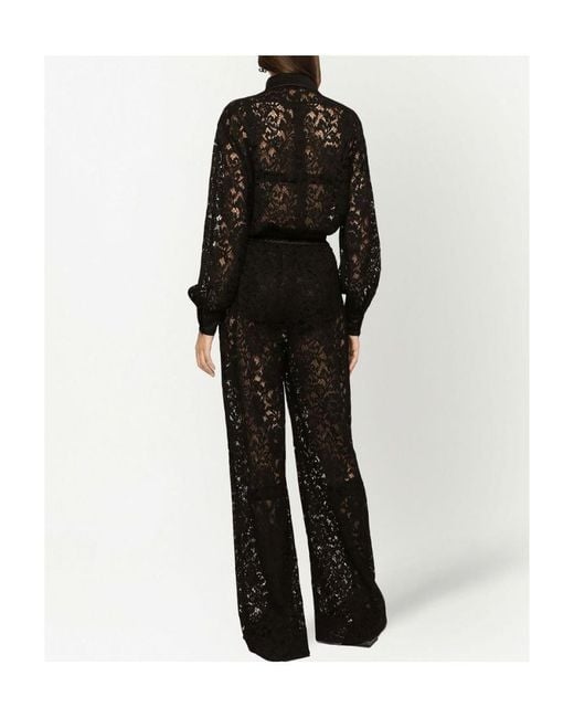 Dolce & Gabbana Black Lace Long Sleeved Jumpsuit