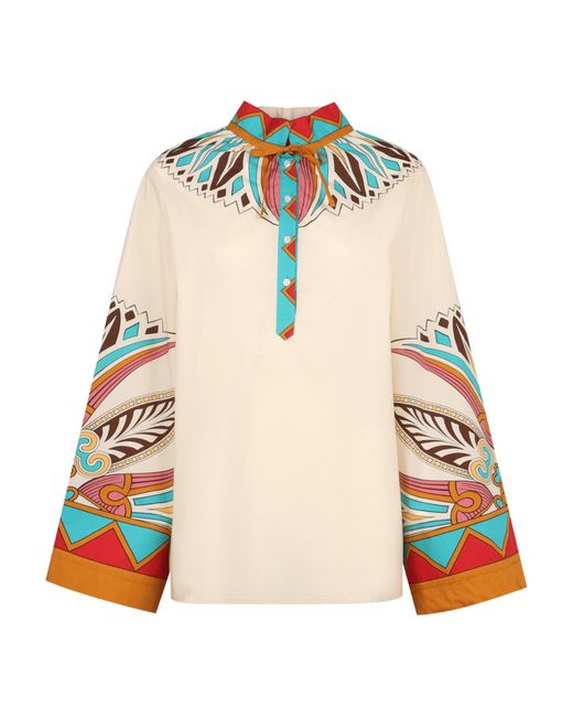 LaDoubleJ Natural Placée Placed-Print Blouse