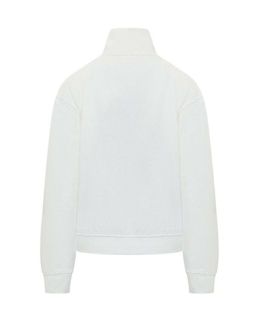 DSquared² White Logo Embroidered Half-Zip Sweatshirt