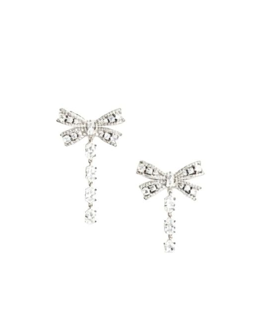 Self-Portrait White Crystal-Embellished Earrings