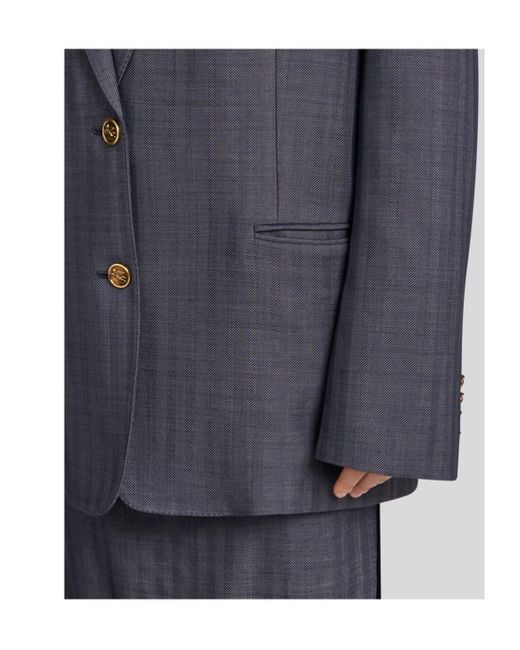 Etro Blue Pegaso Single-Breasted Blazer