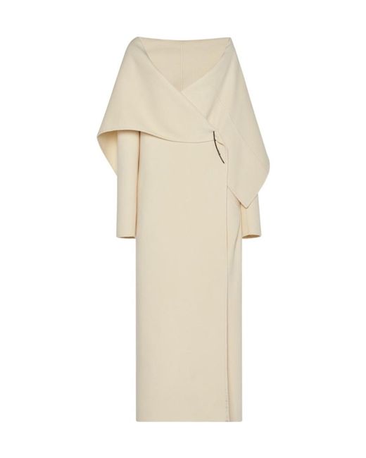 The Row Natural Cashmere Drape-Detail Coat