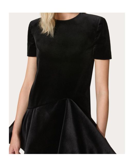 Valentino Black Asymmetric-Hem Crewneck Dress