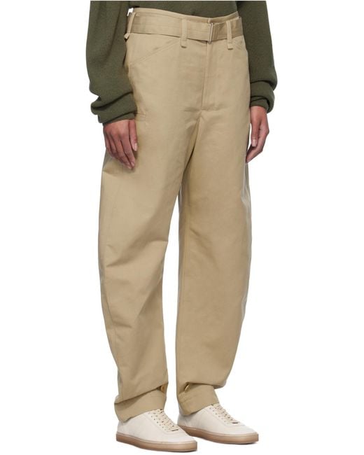 Lemaire Natural Belted Tapered Leg Trousers