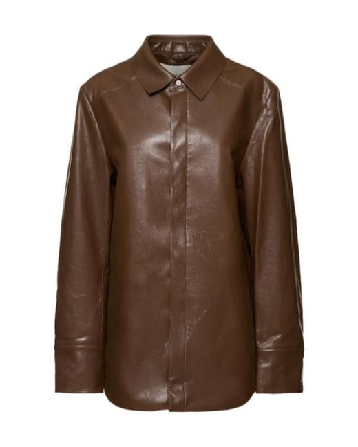 Entire studios Brown Button-Down Leather Shirt
