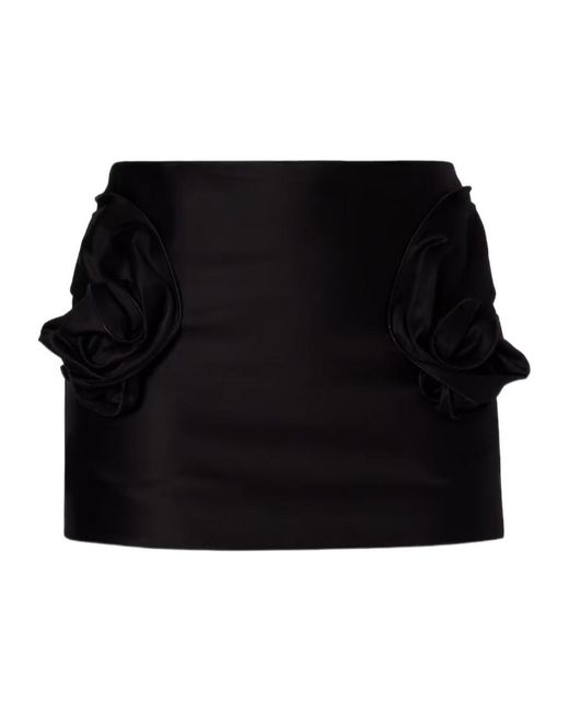 Magda Butrym Black Floral Appliqué Midi Skirt