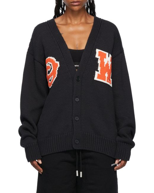Off-White c/o Virgil Abloh Black Logo Patch V-Neck Cardigan for men
