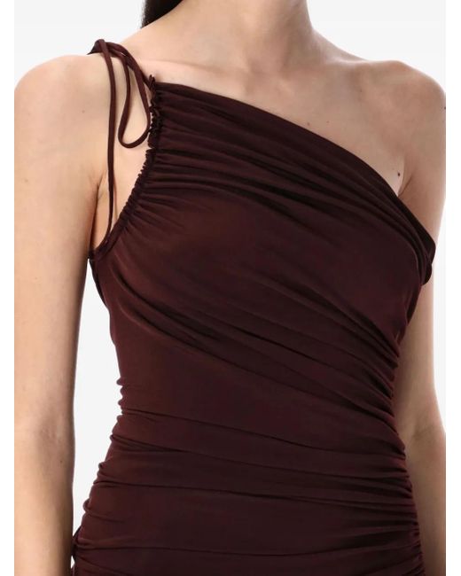 Magda Butrym Red Asymmetric Pleated Midi Dress