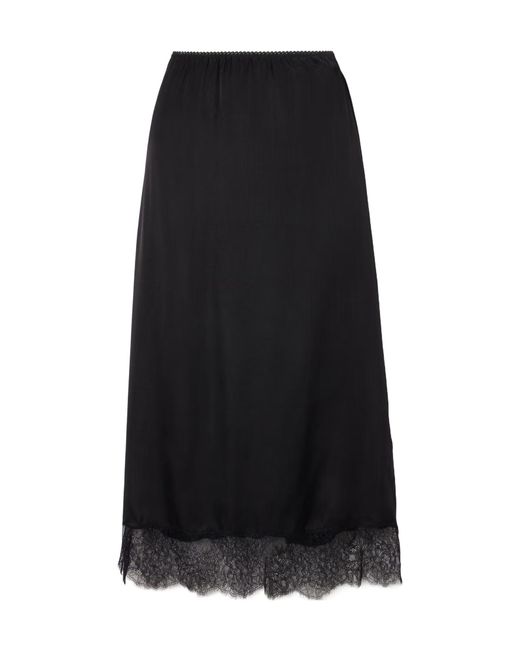 Anine Bing Black Shelby Elastic Waistband Midi Skirt