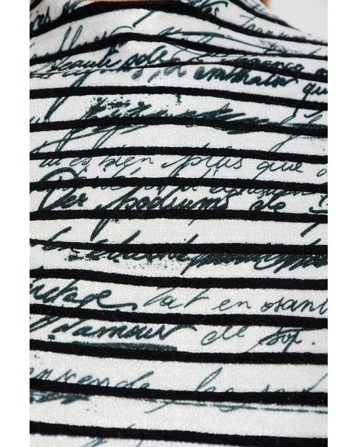 Balmain White Striped Love Letter Top
