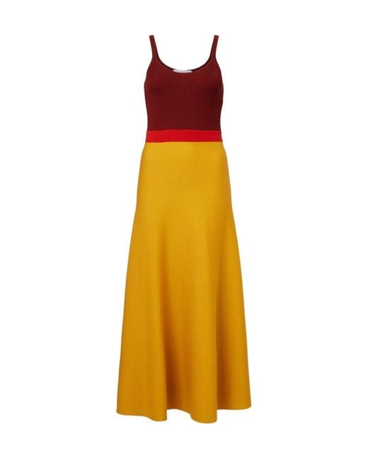 Gabriela Hearst Yellow Flaminius Colorblocked Wool Maxi Dress