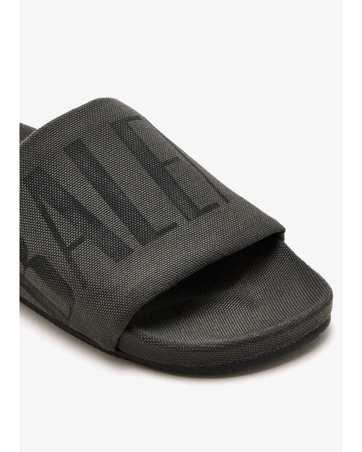 Balenciaga Black Logo Printed Pool Slides for men