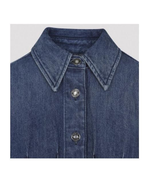 Givenchy Blue Collared Long-Sleeve Mini Denim Dress