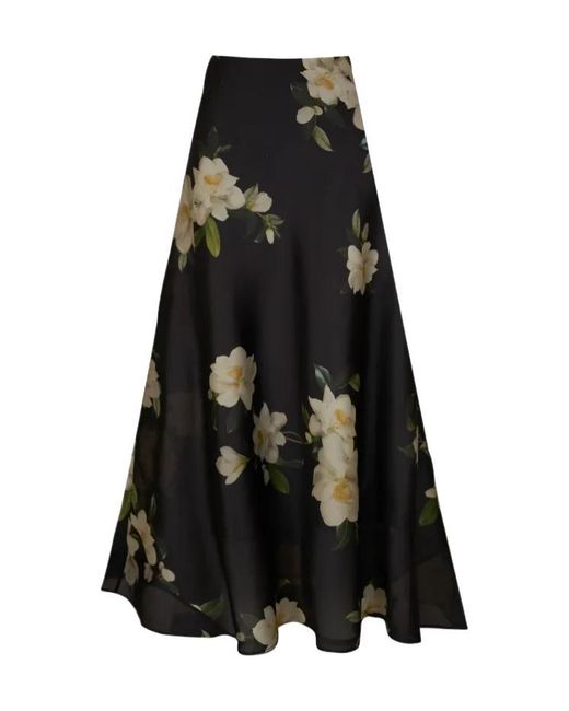 Zimmermann Black Harmony Silk Midi Skirt