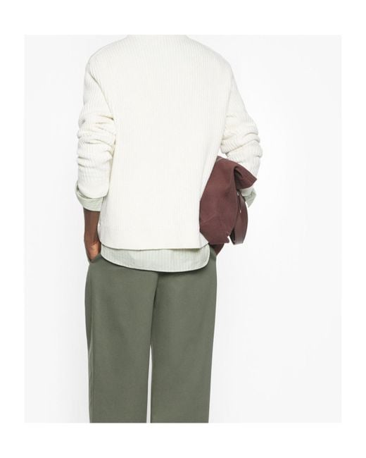 Maison Kitsuné White Maison Kitsuné Fox Head Ribbed Jumper for men