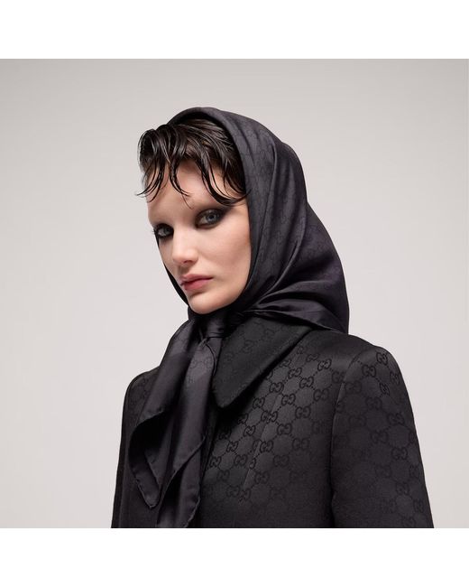 Gucci Black Gg Print Square Scarf