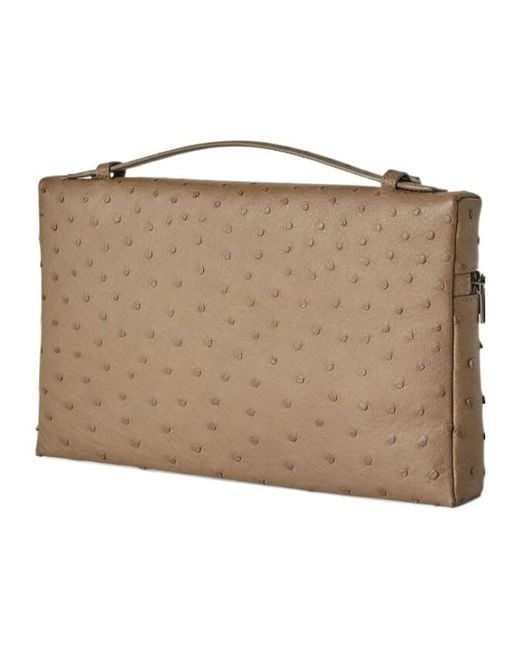 Loro Piana Brown Zippered Clutch for men