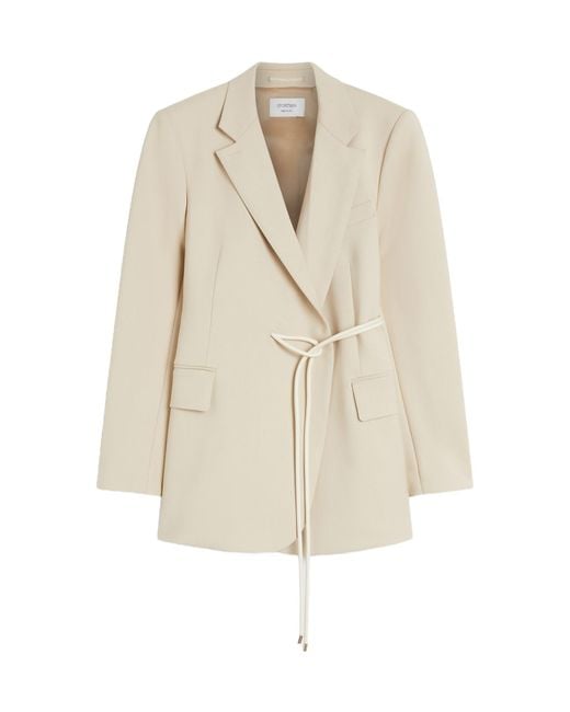 Sportmax Natural Glassa Tied Long-Sleeved Blazer