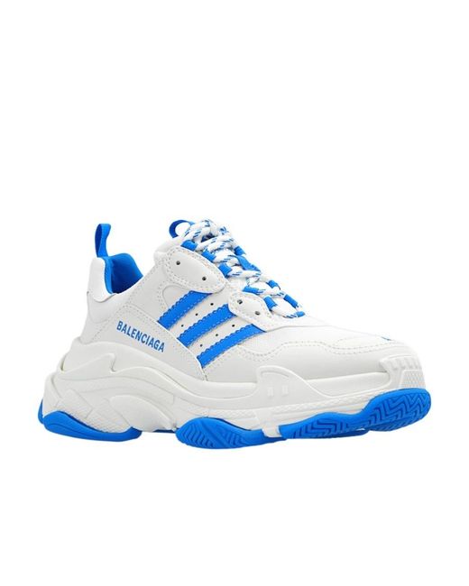 Balenciaga Blue X Adidas Triple S Lace-Up Sneakers