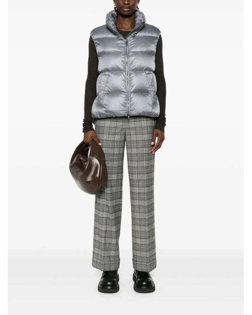 Peserico Gray Tartan-Check Trousers