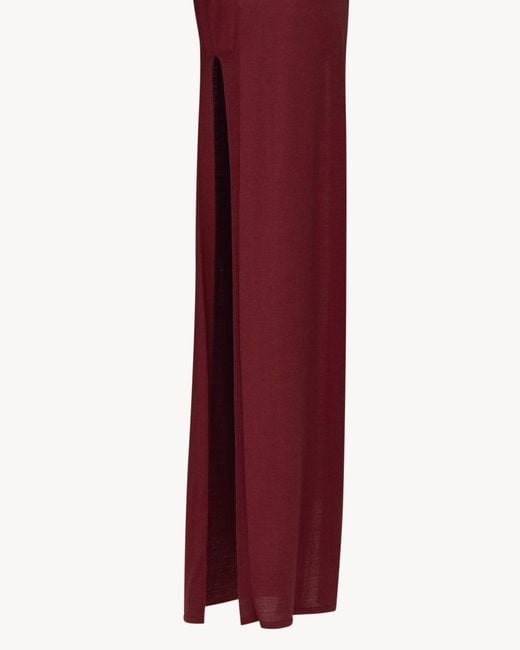 Saint Laurent Red Long Knitted Crewneck Dress