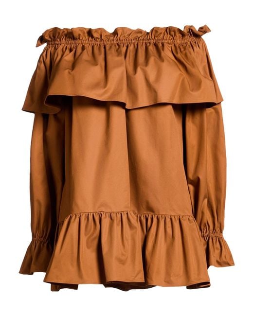 Saint Laurent Brown Stylish Off-Shoulder Long Dress