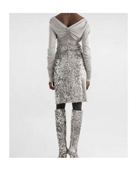 Dolce & Gabbana Gray Sequined Midi Skirt