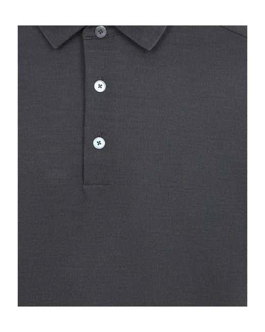 Zegna Black Three-Button Knit Polo Shirt for men