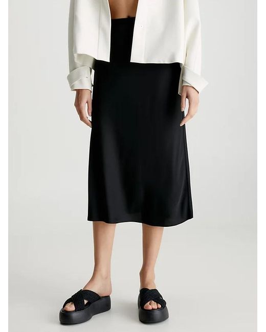 Calvin Klein Black Crepe Midi Skirt