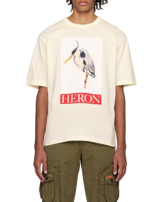 Heron Preston White Heron Bird Painted Cotton T-Shirt for men