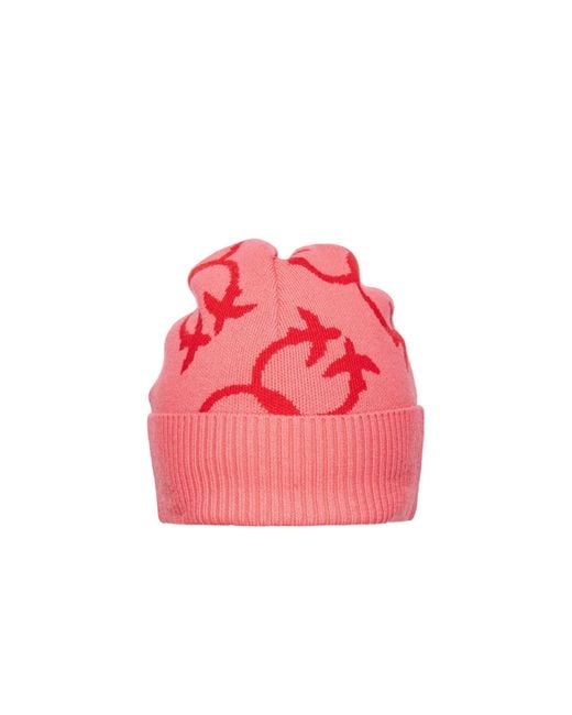 Pinko Pink Logo-Jacquard Beanie Hat