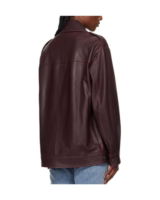 Nour Hammour Brown Long-Sleeved Leather Jacket