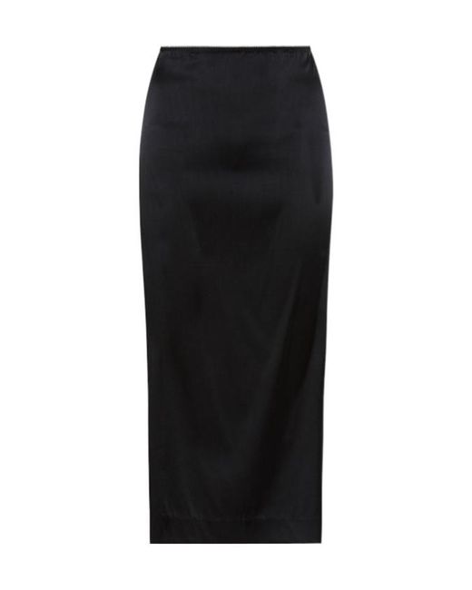 St. Agni Black Soft And Stretchy Silk Blend Midi Skirt