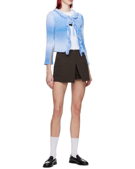 MSGM Black Logo Embroidered Layered Shorts