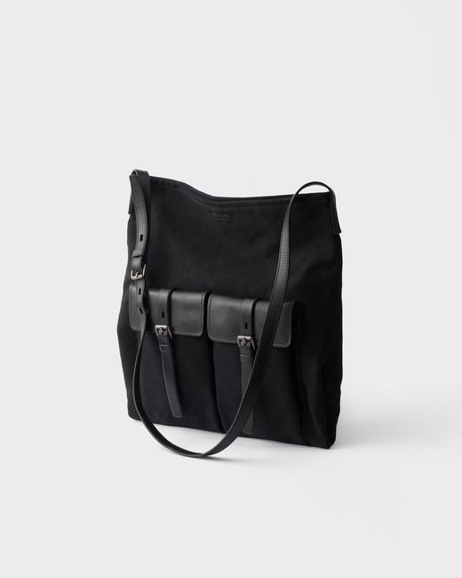 Prada Black Route Canvas And Leather Shoulder Bag for men